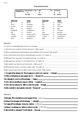 Bài tập Clause and phrase